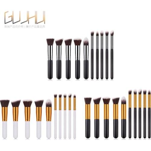 10Pcs 5 big 5 small black white pink color soft powder eyeshadow make up brushes foundation beauty make up brush tools