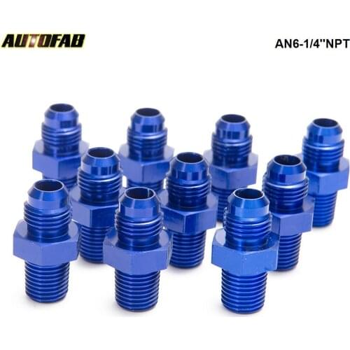 10PCS/LOT Oil /Fuel Line Hose /Gauge Male/Hose Union End Fitting Adaptor Aluminum For Oil Cooler/Gauge AN6-1/4''NPT