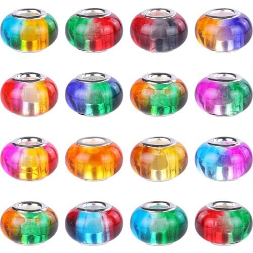 10 Pcs New Color Resin Murano Spacer Big Hole Beads Charms Fit European Pandora Bracelet Earrings Hair Beads for Jewelry Making