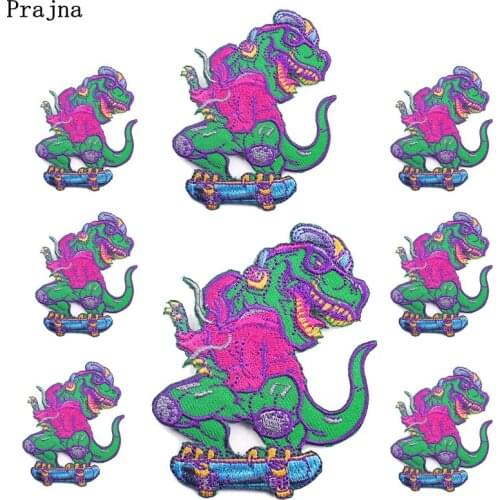 Prajna 10PCS Punk Animal Patch Applique Hippie Dinosaur Embroidered Patches On Clothes Iron On Patches For Clothing Accessories