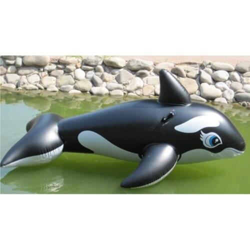 193*119CM Childrens Black Whale style Water Ride Inflatable floating row Swimming Air Mattresses Beach Toy