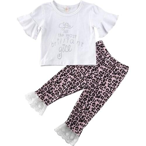2020 Baby Girls Summer Clothing Sets Cotton Short Sleeve Tops Dot Print Long Pants For Toddler Girls Fashion Outfits 1-5Y