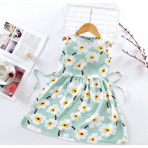 2020 New Summer Fashion Girls' Dress Party Princess Dress Children Kids Clothing Girls Sleeveless Printed Cotton Beach dress