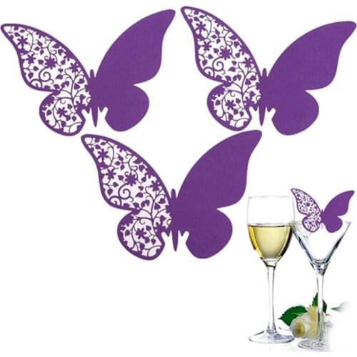 Butterfly Heart Laser Cut Table Mark Wine Glass Name Place Cards Wedding Birthday Baby Shower Christmas Supplies 25PCS
