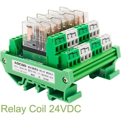 4 Channel OMRON DPDT G2R-2 DIN Rail Mount Interface Relay Module