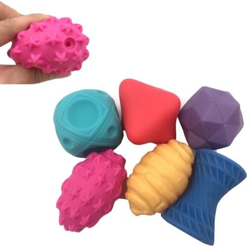 6pcs Rubber Textured Multi tactile senses touch toys Children ball hand sensory baby toy baby training Massage soft balls