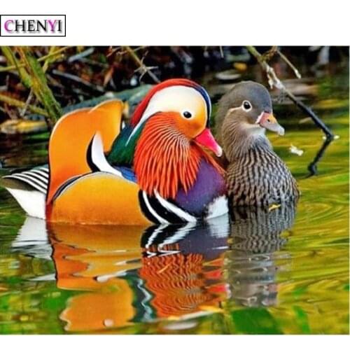 CHENYI Diy Diamond Embroidery Mandarin Duck Full Square Drill Mosaic Decoration Home Wall Sticker 5D Diamond Painting Animals