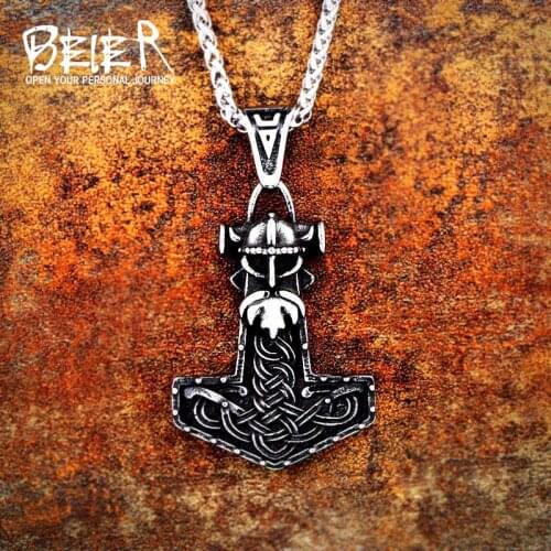Beier 316L stainless steel Norse Vikings Pendant Amulet scandinavian Odin 's Symbol Myth Pagan Runes necklace Jewelry LP358