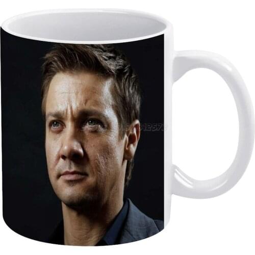 Jeremy Renner White Mug 11oz Ceramic Tea Cup Coffee Mug Friends Birthday Gift Jeremy Renner Jeremy Renner