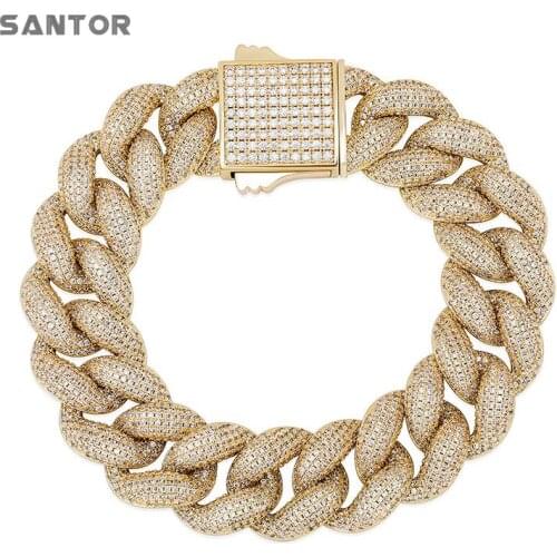 18mm Hip Hop Bracelet Encryption Big Cuba Chain Full Zircon Ice Out Buckle Bracelet Men Fashion Jewelry