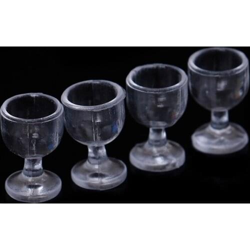 Hot 4Pcs 1:12 Dollhouse Miniature 3D Cute Clear Cups Cocktail Wine Glass Glass For DIY Dollhouse Decoration Plastic Crafts