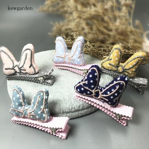 Kewgarden Baby Girls Safety Hairpins Solid Bowknot Lovely Hairclips Children Hair Clip Hair Accessories Headwear 4.5CM 2 PCS