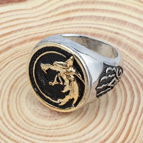Trend Charm Wolf Rings Viking Exaggeration Punk Animal Jewelry Gothic Male Unusual S925 Ring For Wedding Party New Year Gifts