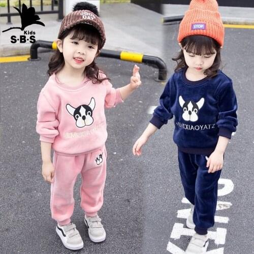 Childrens Clothing Girls Set Childrens Autumn New Arrival Sports Long Sleeve Two-piece with Cartoon Letters Gold Velvet Set