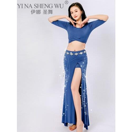 Women Belly Dance Set Training Performance Clothing Outfits Girls Costume Adult Bellydance Class Wear Tops and Long Skirts Suit