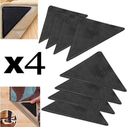 Meijuner 4pcs/Set Reusable Washable Rug Carpet Mat Grippers Anti Skid Corners Pad Non Slip Silicone Grip for Home Bathroom
