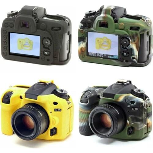 Soft Silicone Rubber Camera Protective Body Cover Bag Case Skin For Nikon D7200 D7100 Camera Yellow Black Camouflage Color