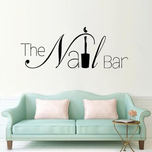 The Nail Bar Wall Stickers Modern Store Logo For Window Fashion Manicure Design Wall Decals For Living Room Vinyl Murals Y016