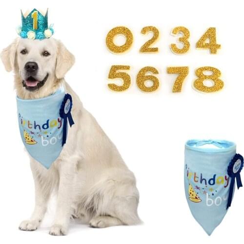 2019 New Party Pet Bandana Scarf Cotton Dog Birthday Triangular Scarf Pet Dog Collar Bib Pet Birthday Gift For Small Puppy Dog