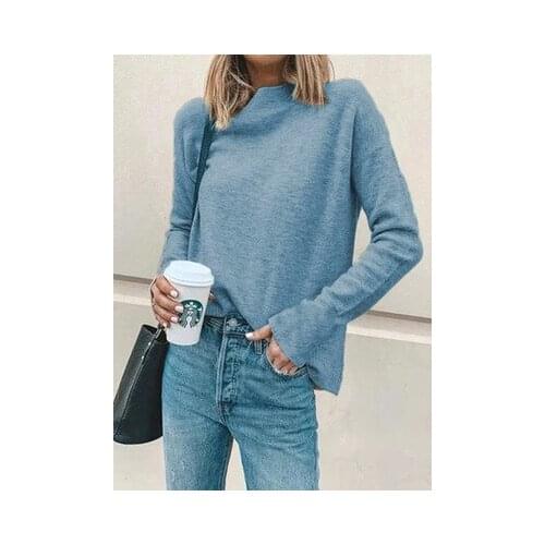 Autumn And Winter New Womens European And American Leisure High Collar Pure Cashmere Long Sleeve Pullover Womens Wear