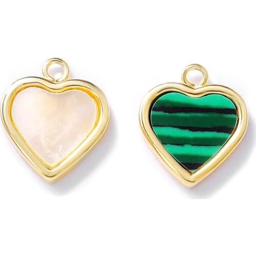 Factory Wholesale Gold Color Brass Heart Charms Pendants Necklace and Bracelet Earring Diy Jewelry Making Supplies Accessories