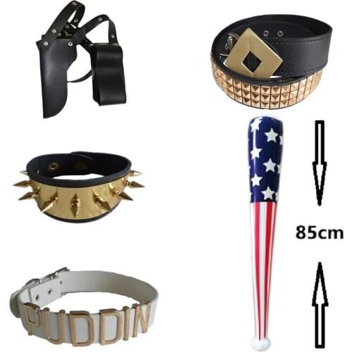 Suicide Cosplay Squad Quinnc Monster Bracelet Belt necklace Gloves Accessories Full Set Wig Harleyy