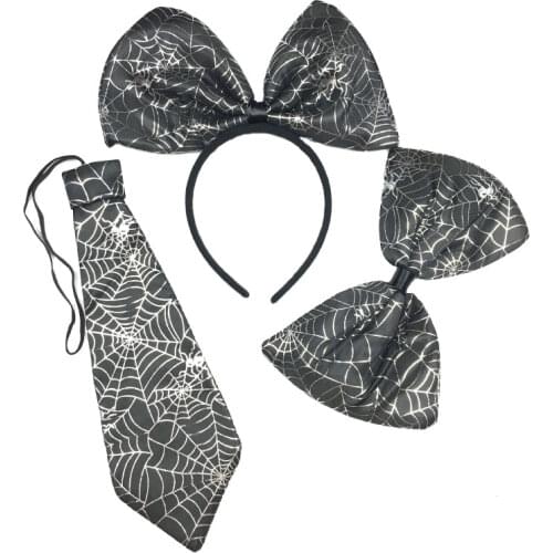 Easter Kid Adult Headband Sets With Big Bow Tie Necktie Halloween Party Cute Pumpkin Spider Headwear Sets