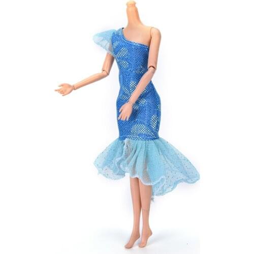 Handmade Dolls Party Dress Gown Skirt Fashion Clothes For Doll Genuine Mermaid Tail Dress Baby Toy