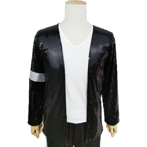 Rare Super MJ Michael Jackson Costume Billie Jean Armband Sequin Jacket gift glove