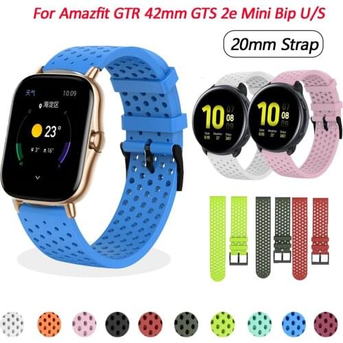 20mm Silione Watchband For Xiaomi Huami Amazfit GTS/2e/GTS2 Mini/GTR 42mm Bracelet Wrist Strap For Samsung Galaxy Watch Active 2