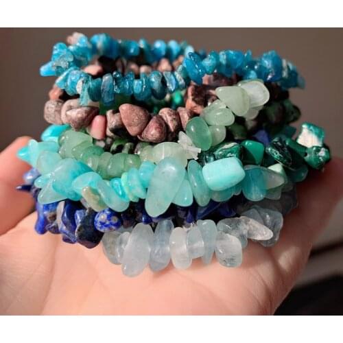 Reiki Healing Rocks Mineral Stone Strand Bracelet Natural Amethysts Opal Kyanites Quartz Chipped Gravel Beads Crystal Bracelet