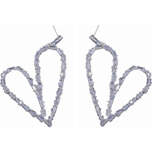 Heart irregular crystal hearts hollow out fashion women earrings Peach heart Earrings ladys girl present party jewelry