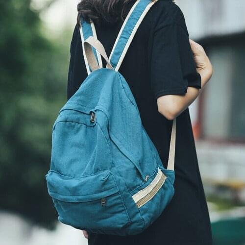 Unisex Student Schoolbag For Teenage Girl Cotton Rucksack Large Capacity Travel Backpack Casual Canvas Womens Backpack