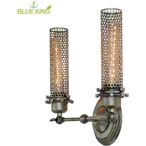Vintage Iron Cage Wall Lamp Retro Loft Corridor Stairs Lamp Light balcony Wall Lights Fixture adjustable angle 2*E27