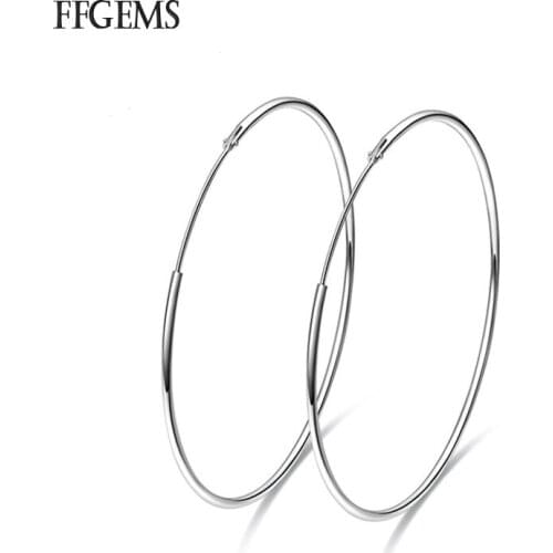 FFGems Big Earrings for Women Sterling Silver 925 Jewelry Female Fashion Woman Earrings 20-80mm Fine Jewelry Lady Party Gift