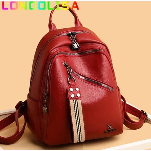 Women Leather Backpacks Large Capacity Female Shoulder Bag Ladies Sac A Dos Casual School Travel Bags for Teenage Girls Mochilas