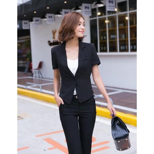 2021 fashion summer womens solid color top and jacket work office womens suit slim double breasted business womens coat thin