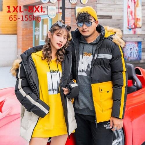 Winter Jacket Men New Couple Thick Warm Hooded Parka Big Size XL-8XL Casual Outwear Fur Collar Women Jackets Coat Man Streetwear