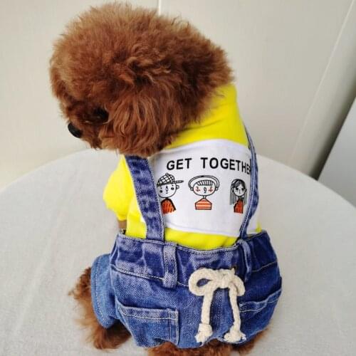 Winter Pet Clothes Denim Jumpsuit Puppy Yorkshire Pomeranian Small Dog Clothing Warm Coat Outfit Poodle Schnauzer Costume Pants