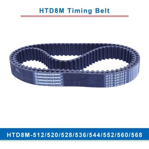 Timing belt HTD8M-512/520/528/536/544/552/560/568 teeth pitch 8mm circular teeth belt width 20/25/30/40mm for 8M timing pulley