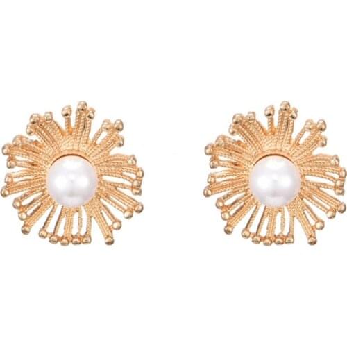 10 pair / lot fashion jewelry metal pearl flower earrings
