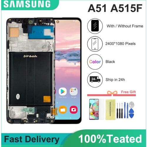 100% Test A515F LCD Display For Samsung Galaxy A51 LCD A515 A515F/DS A515FD Touch Screen with Frame Digitizer Assembly