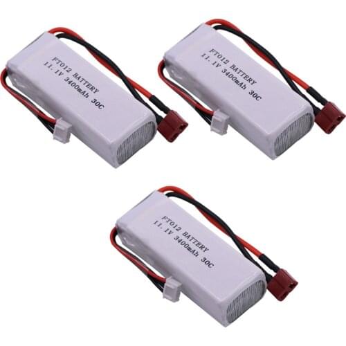 11.1V high capacity Lipo Battery For FT012 Huanqi 734 RC boat RC Helicopter toys accessories 11.1V 3400mah T Plug battery 30C 3S