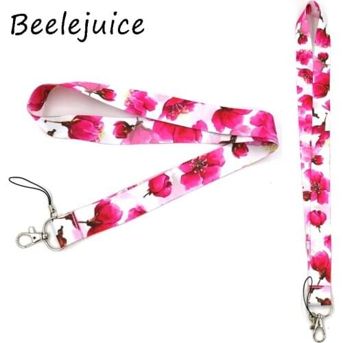 24pcs Red flower Mobile phone lanyard For keys ID Card Pass Gym USB badge holder DIY Hang Rope Tags Strap Neck Lanyards