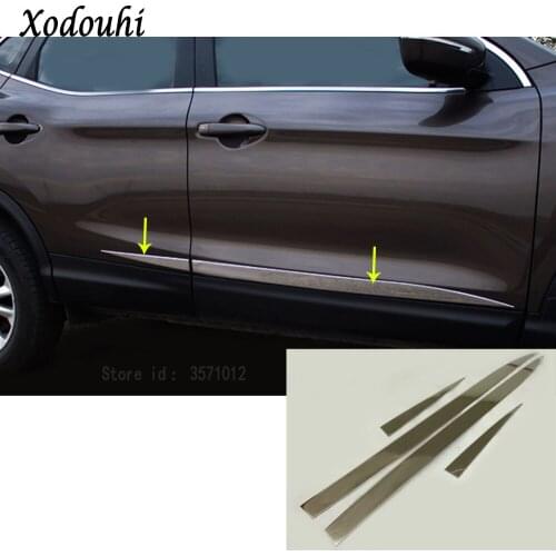 For Nissan Qashqai 2016 2017 2018 Car Stainless Steel Side Door Body Trim Stick Strip Molding Stream Lamp Panel Bumper 4pcs