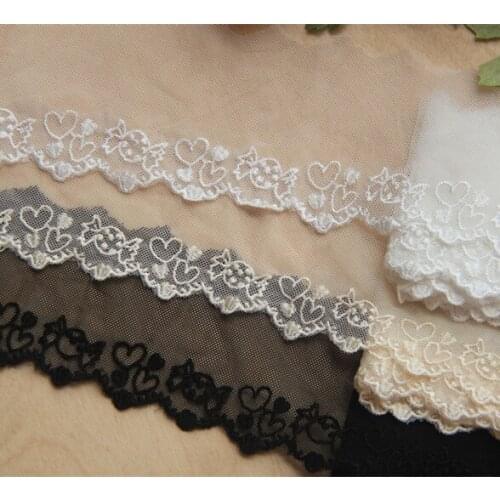 5Yards/lot Width 6cm white beige black cotton mesh embroidery lace DIY lace lace clothing accessories Z354