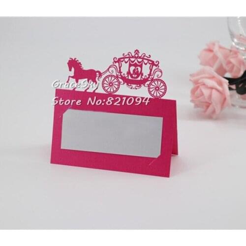50pcs laser cut Carriage CouplesTable Name Place Seat Paper Wedding Invitation Card for Party Table Decoration Marriage favors