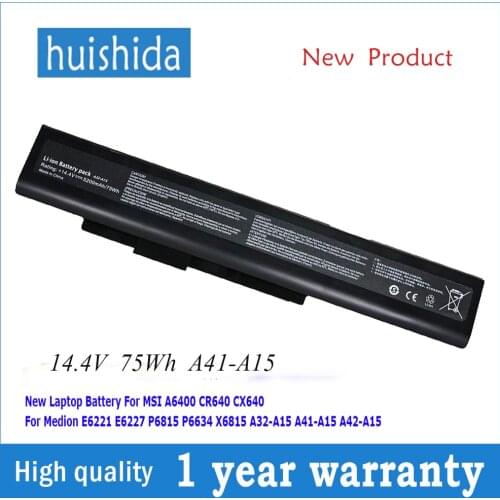 14.4v 75WH A42-A15 New laptop battery for MSI A41-A15 A32-A15 A6400 CR640 CX640 E6221 E6227 P6815 5200mah series