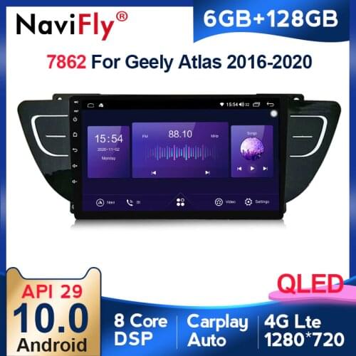 NaviFly 1280*720QLED 8core 6G 128G Android10 Car Multimedia player For Geely Atlas NL-3 2016 - 2020 DSP 4GLTE carplay BT5.0