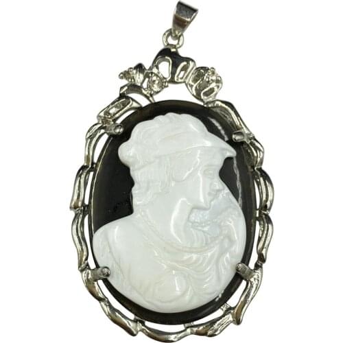 Free Shipping Fashion Jewelry Beautiful White Black Mother of pearl Shell Women Pendant Bead 1pcs C7882